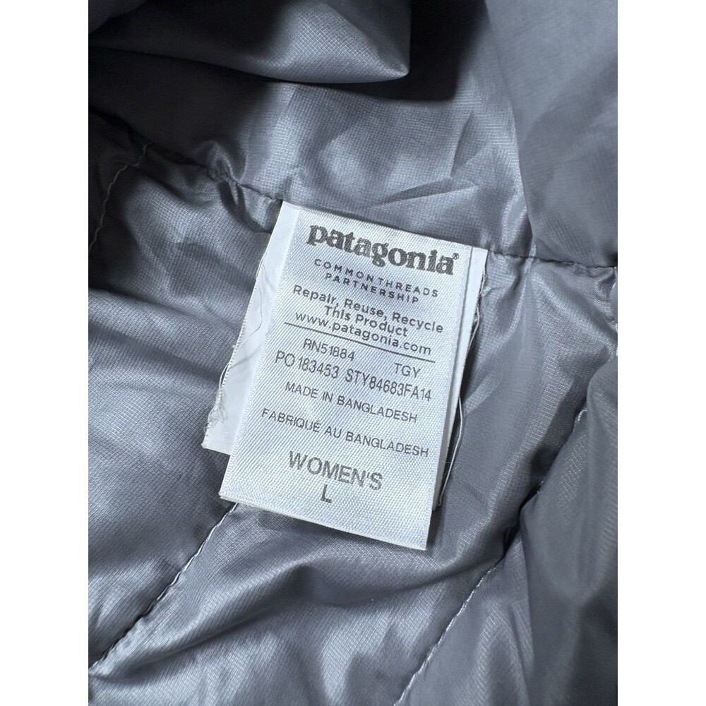 Patagonia Down Sweater Jacket Womens Large Off White Quilted Puffer Full Zip - Picture 4 of 8